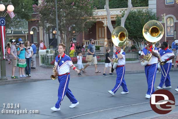 I made my way to Town Square for the All-American College Band.  For the 7:15pm set the TA, Alex, was leading the band and Ron was enjoying the performance from the audience.