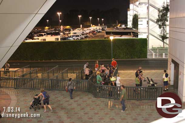 As I was on the escalator noticed they had a queue set up for the elevators at the Mickey and Friends parking structure.