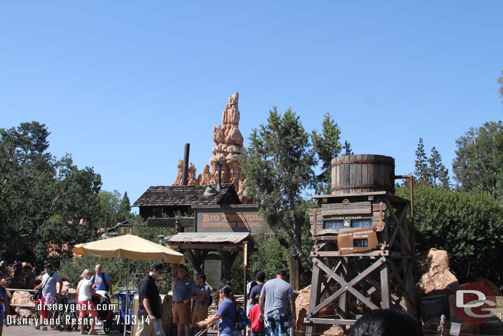 Only a 15 minute wait posted for Big Thunder this afternoon.