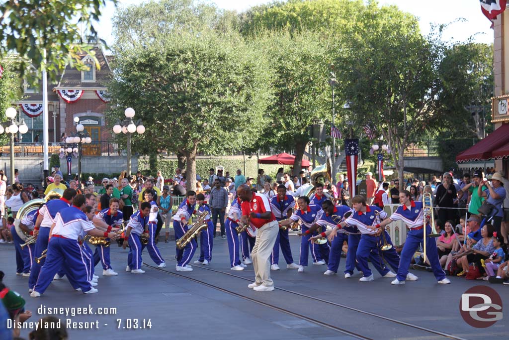 The All-American College Band on the parade route.