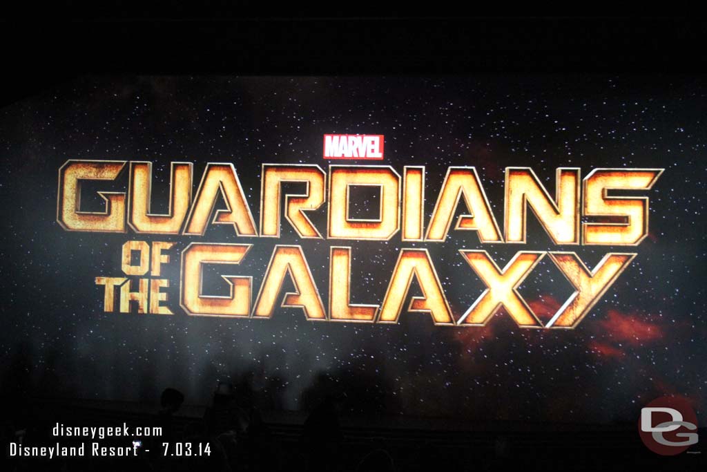 The title slide (no pictures, video, etc.. during the film were allowed).