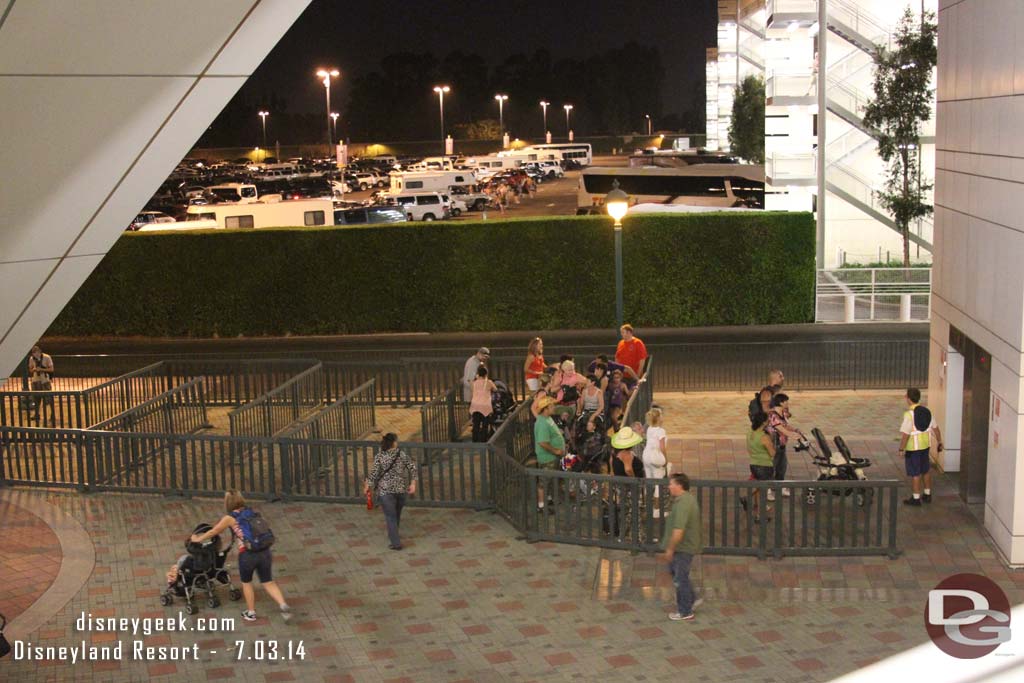 As I was on the escalator noticed they had a queue set up for the elevators at the Mickey and Friends parking structure.