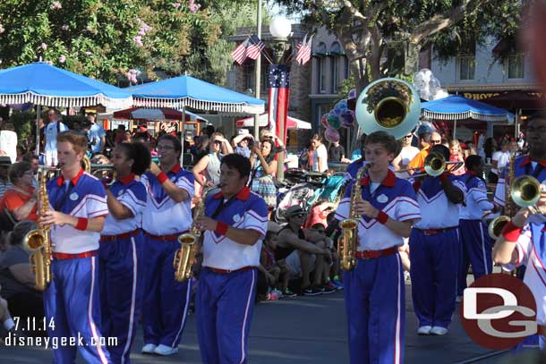 The All-American College Band performing Let it Go along the Parade Route.