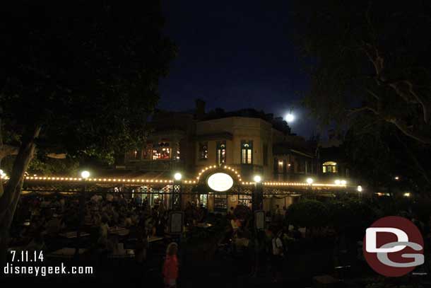 The French Market with the super moon rising behind it.  Above you can see into Club 33.