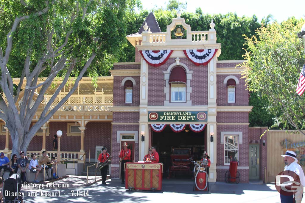 The Hook & Ladder Co performing in Town Square.