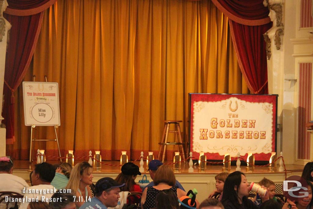 Inside the Golden Horseshoe the stage is set for Miss Lilly.