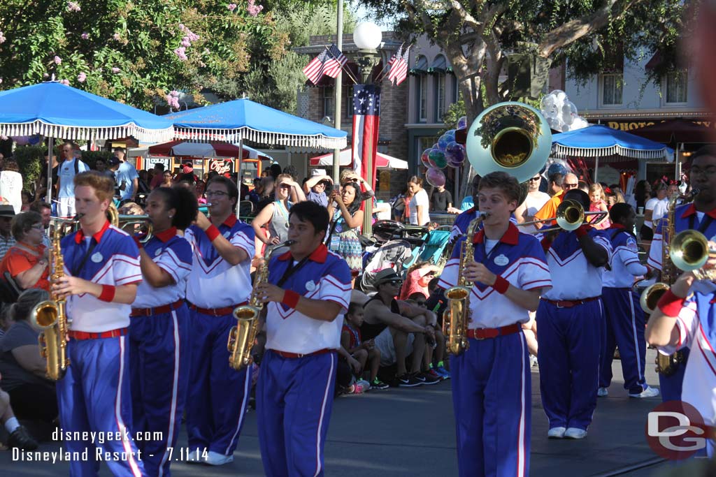 The All-American College Band performing Let it Go along the Parade Route.