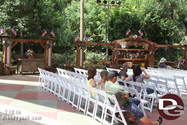 The far left side, closest to the train tracks, the props/backdrops that have been in the area are still there.