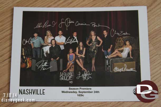 Upon entering you were given a card with the cast of the show on it.