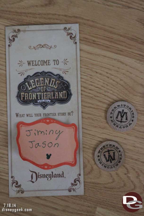 Was given a map and a name tag (I had no idea what to call myself so they named me Jiminy Jason as my western name).  I earned 10 bits while playing.