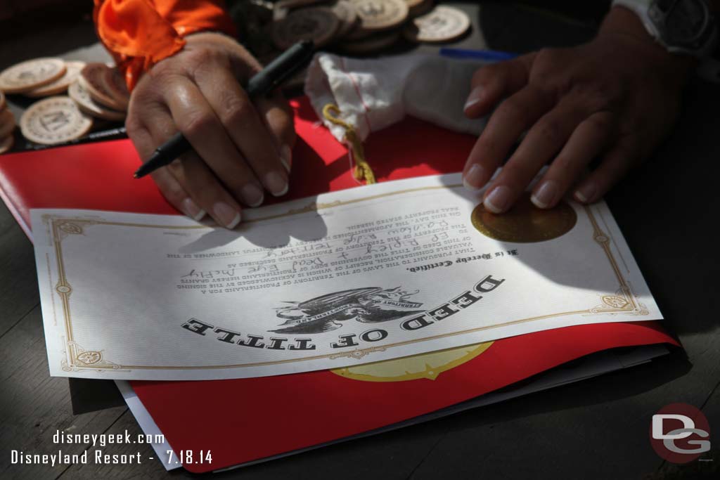 A deed being filled out as a new land purchase was going on when I walked by.