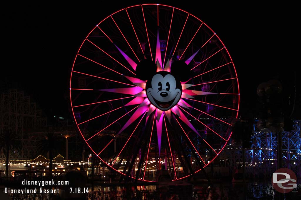 Paradise Pier was busy with guests waiting for World of Color, here is Mickeys Fun Wheel.