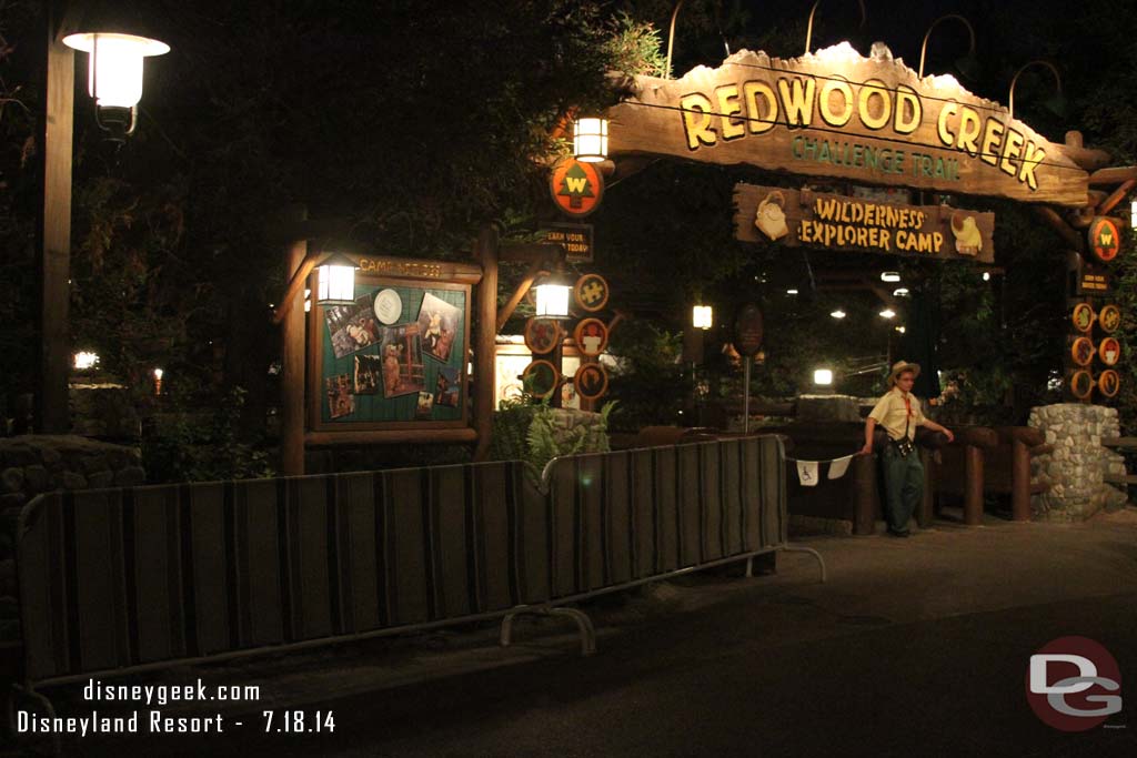 Work continues on the railings along the walkway near Redwood Creek.