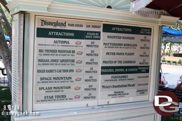 Disneyland wait times around 3:00pm