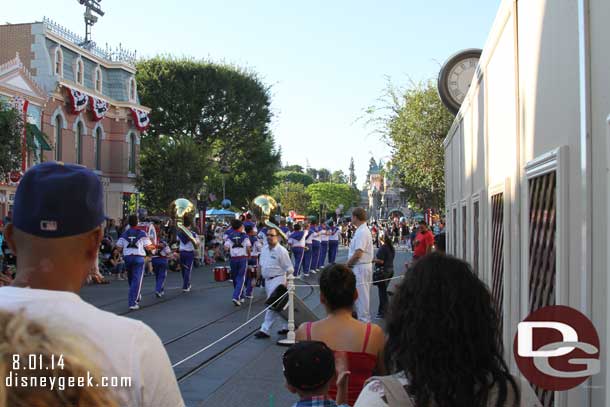 There goes the band.. the temporary walkway slows traffic down.. especially when people stop to watch the band instead of walking.