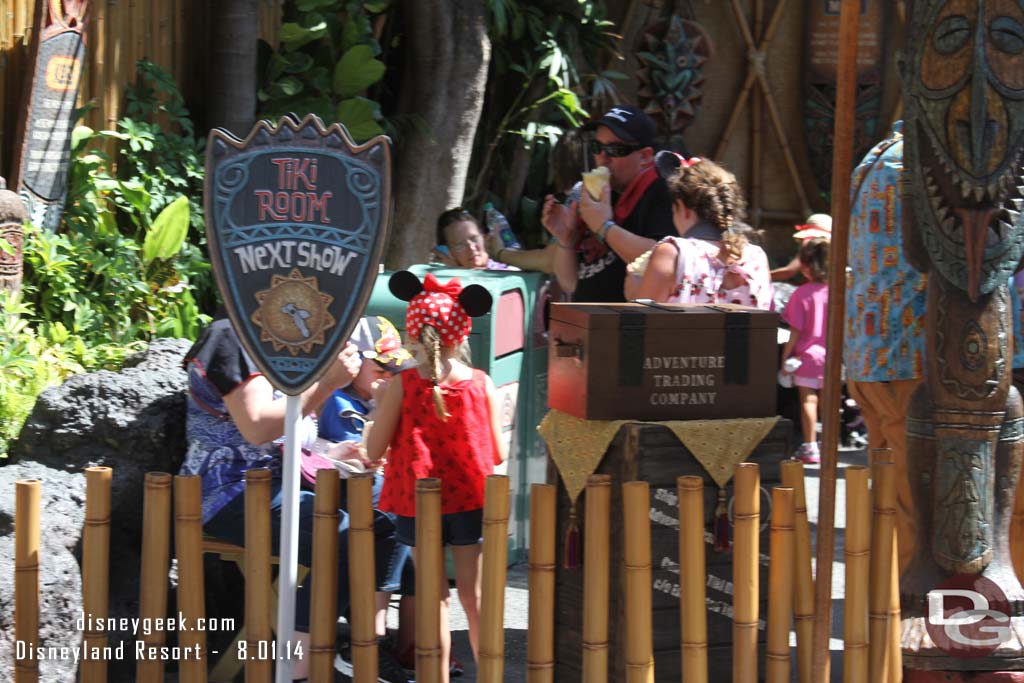 The Adventure Trading Company opened today.  Here are some props in the Tiki Room queue.