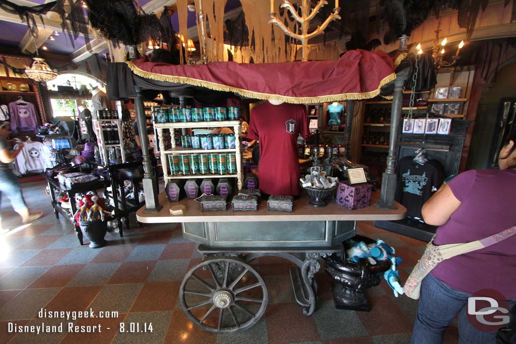 Inside a large assortment of new Haunted Mansion merchandise is available.