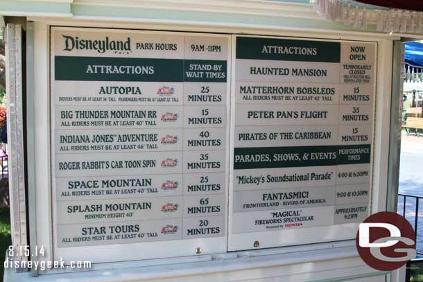 Disneyland wait times around 2:45pm