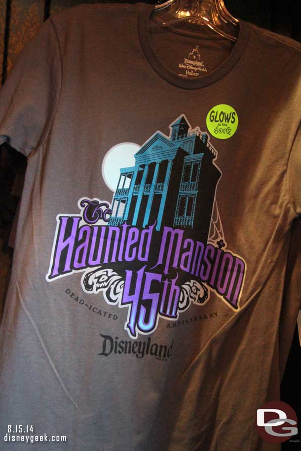 Haunted Mansion 45th Anniversary merchandise was still available.