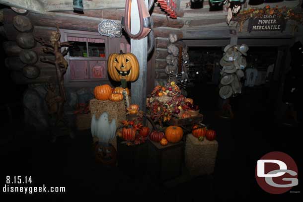 Halloween props are out in front of the store.