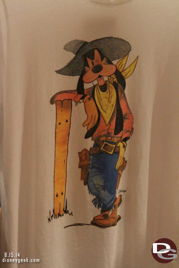 Inside an old style cowboy Goofy on a t-shirt.