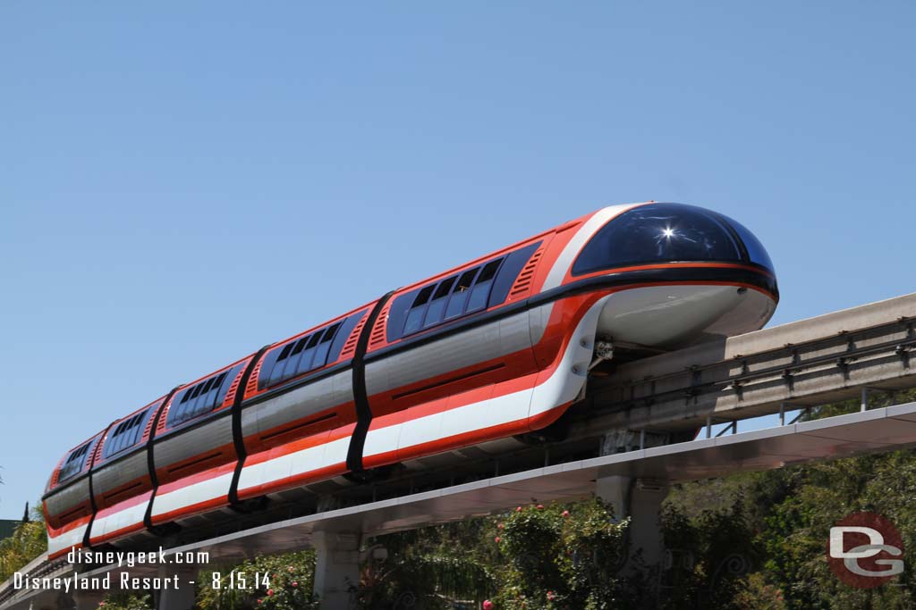 Monorail Orange passing overhead as I made my way to Disneyland