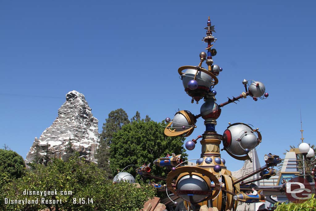 Making my way into Tomorrowland.  The Astro Orbitor and Matterhorn.