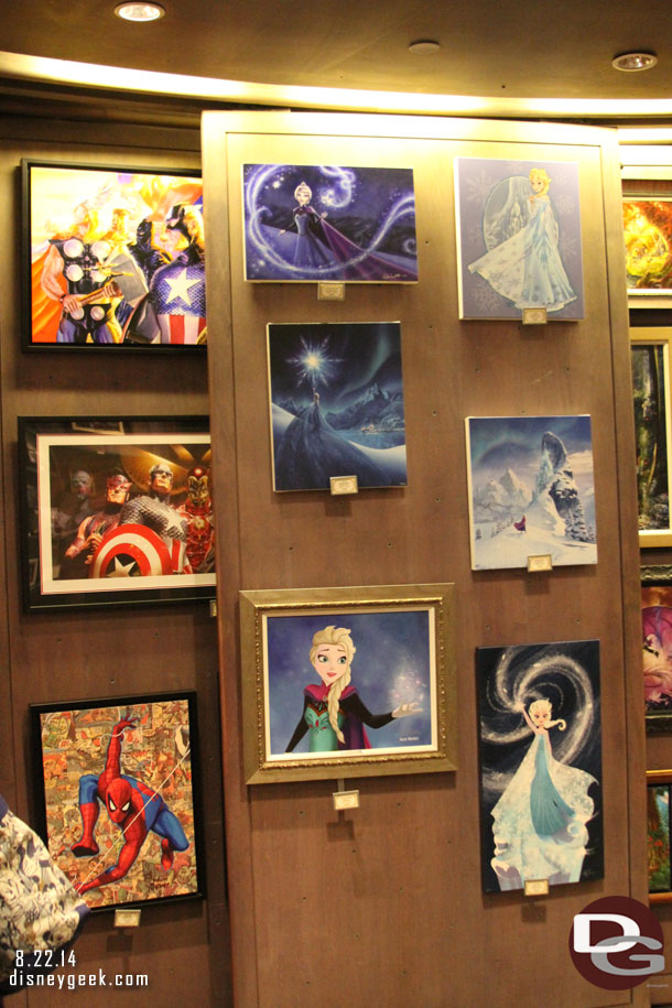 Frozen and Marvel prints make for an interesting combination on the wall.