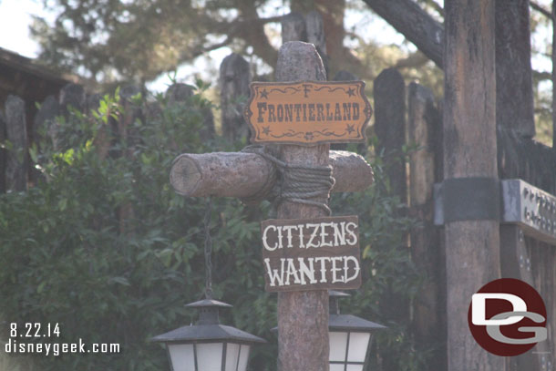 Legends of Frontierland signage as you enter.