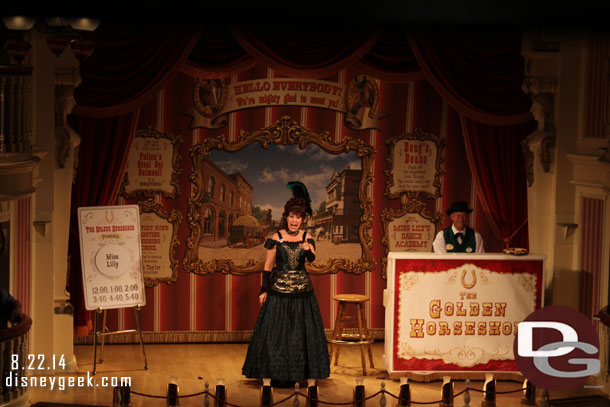 Inside the Golden Horseshoe Miss Lilly was performing.