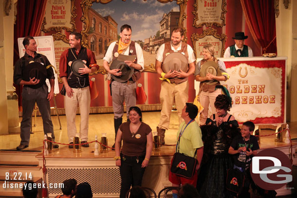 Toward the end of the show they honored several Legends of Frontierland. (Guests who made an impact today in the game).