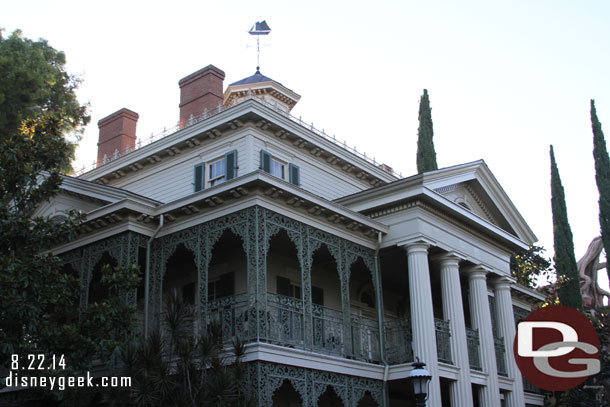 Went for one last ride of the Mansion. It closes Monday for the switchover to the Nightmare Before Christmas which will run from mid September through early January.