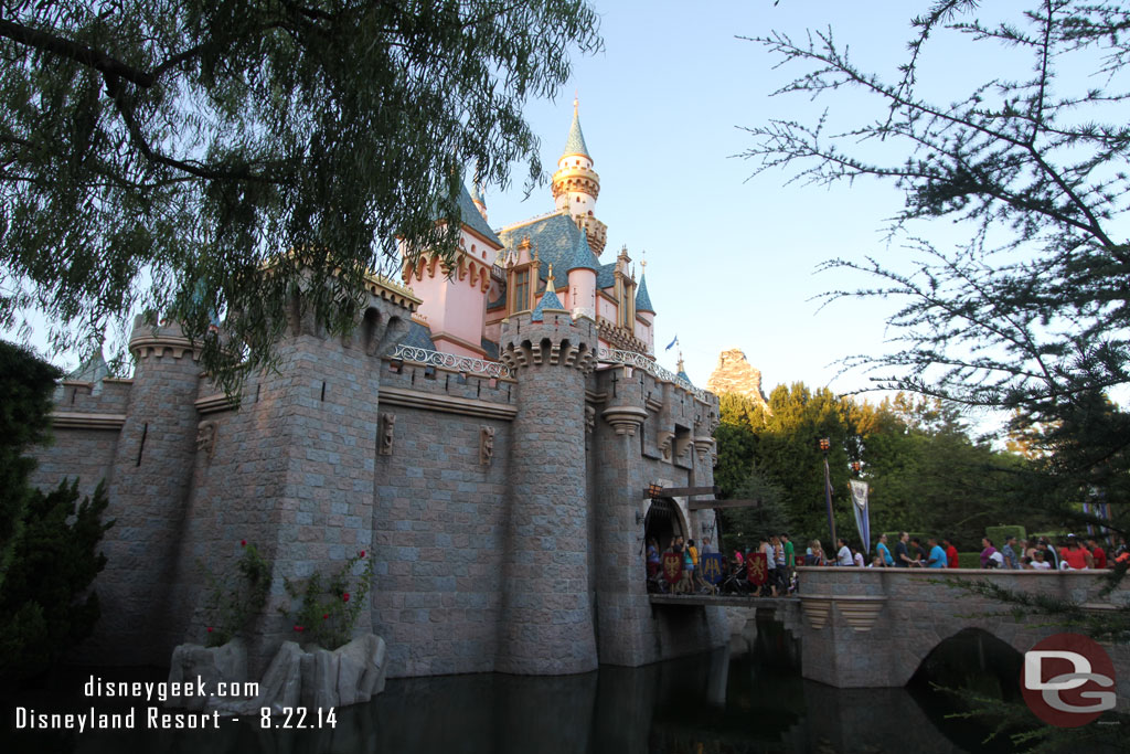 Sleeping Beauty Castle with the Matterhorn in the background.