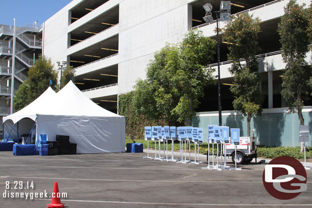 This weekend the Disneyland Resort half marathon is going on.  Tents and signs in the Pinocchio lot.