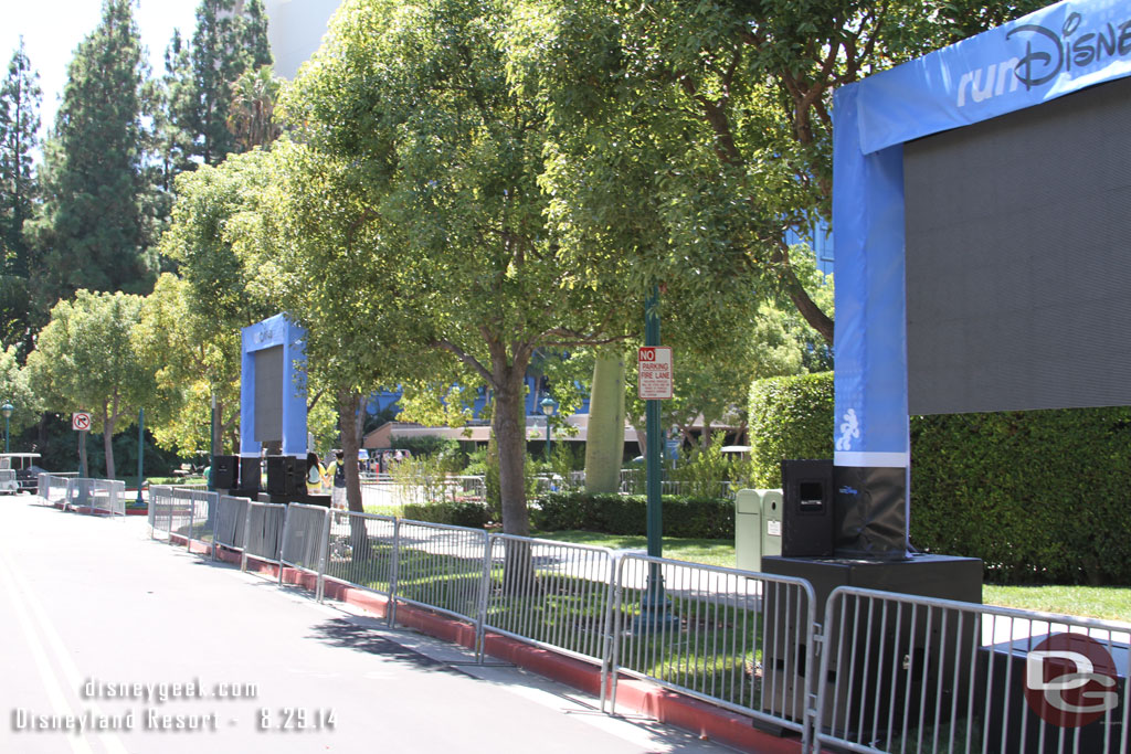 LED screens and speakers line the drive.