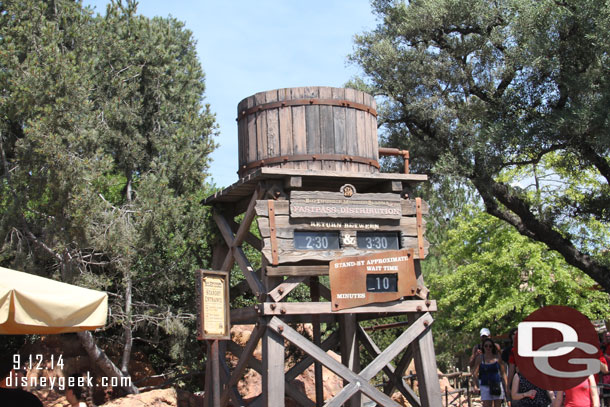 Big Thunder was quiet this afternoon, only a 10 minute wait posted.
