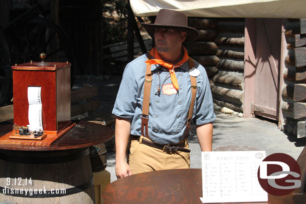 The telegram machine is at the trading post because of work in its own area.