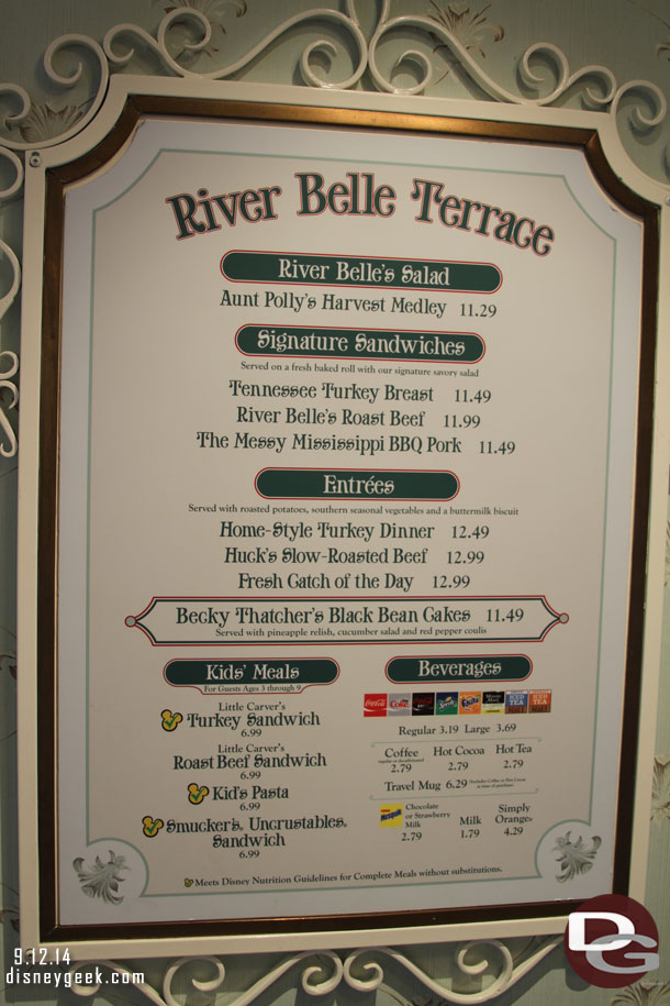 Current River Belle Terrace pricing.  Still the same as it was back on May 30th.  