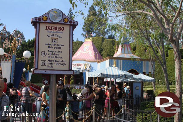 Dumbo still only had a 10 minute wait posted.