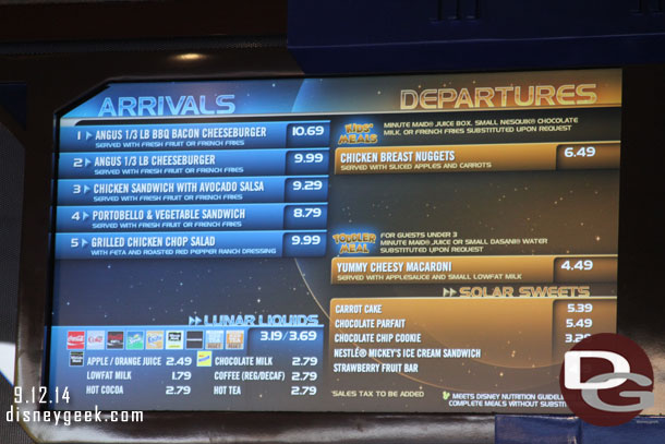 Tomorrowland Terrace pricing.