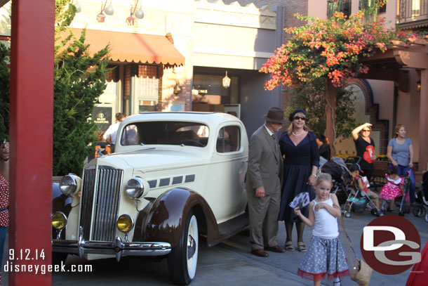 Over to Buena Vista Street.  Plenty of Dapper Dan guests here too.  A large line by Oswalds.  Speaking of Oswald he is scheduled to start appearing in the park on Sunday.