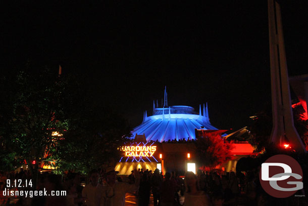 Guardians of the Galaxy was lit up even though it was closed.   No projections or audio on Ghost Galaxy when I was there.