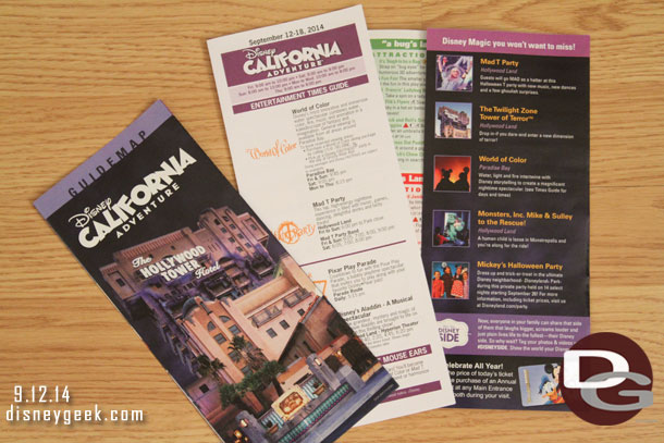 The current Disney California Adventure park map and times guide