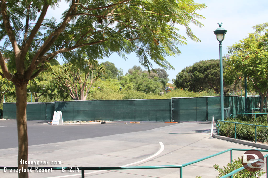 The first load/unload are at the Mickey & Friends tram stop in Downtown Disney was fenced off.  A repaving project is wrapping up.