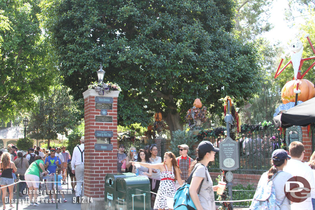 The Haunted Mansion Holiday opened today.  The wait time sign was having some issues.. the line was considerably longer than 5 minutes.  It was updated to 40 on my next pass by.