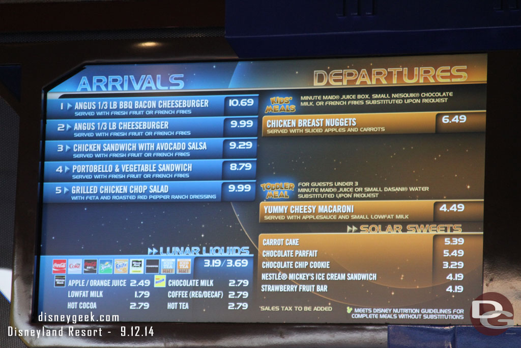 Tomorrowland Terrace pricing.