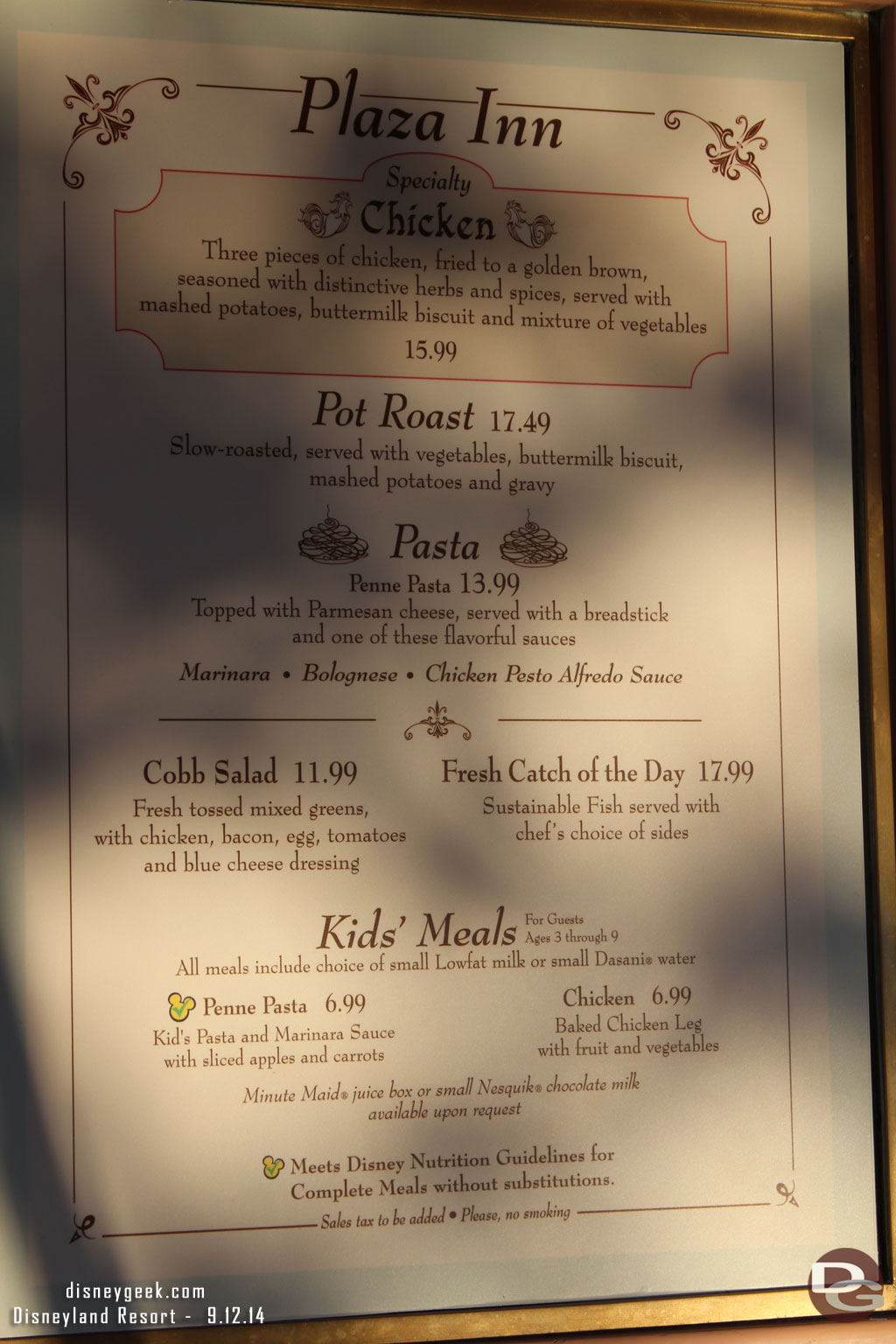 Plaza Inn, interesting the Chicken stayed the same but Pot Roast and Pasta both went up compared to the May 30th menu.