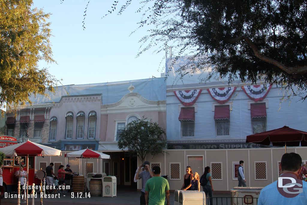 The entire block facing the Plaza Inn is under wraps right now.