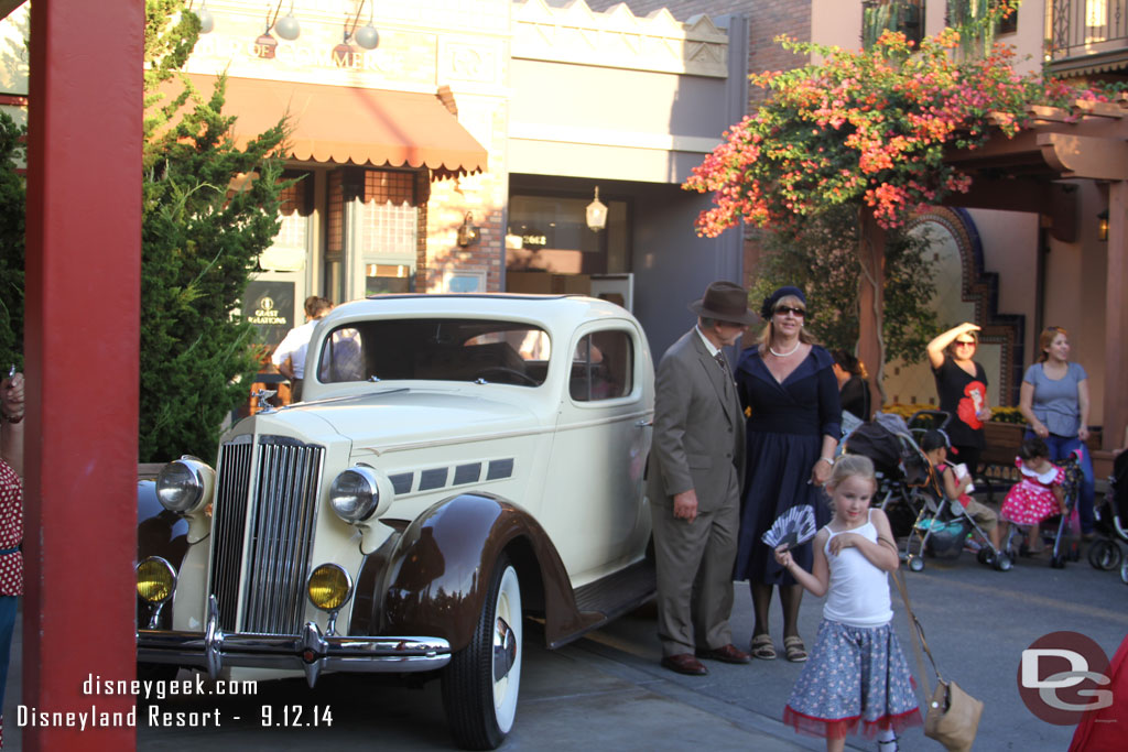 Over to Buena Vista Street.  Plenty of Dapper Dan guests here too.  A large line by Oswalds.  Speaking of Oswald he is scheduled to start appearing in the park on Sunday.