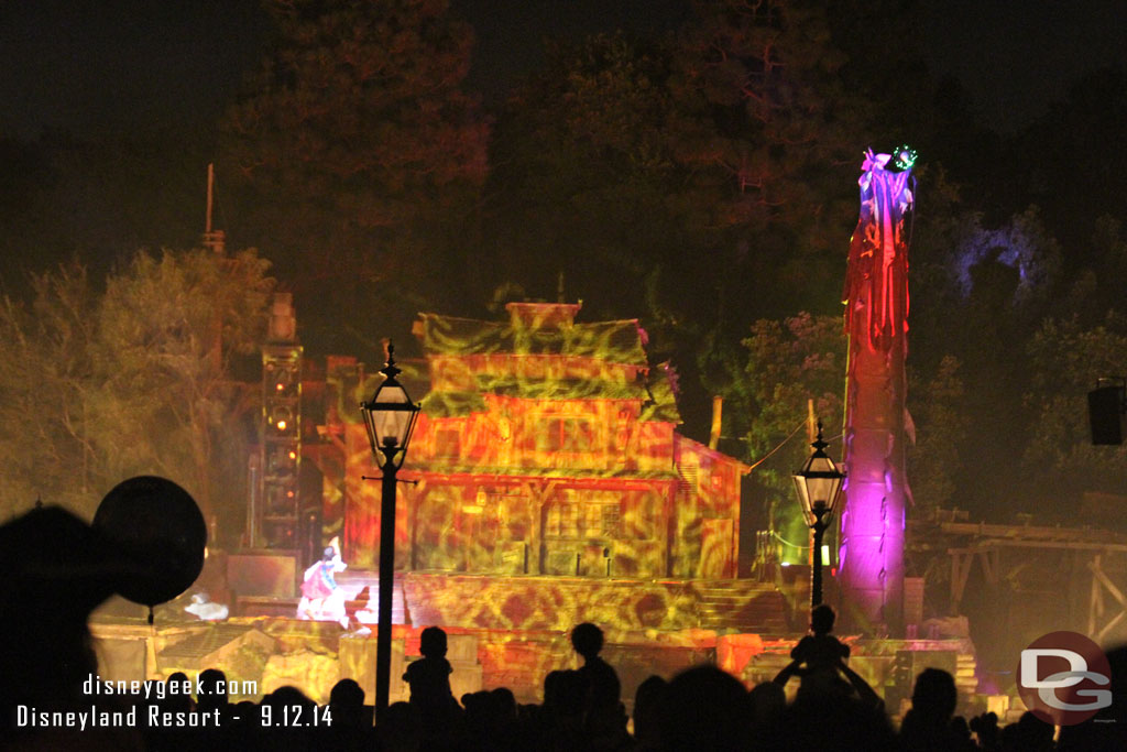 Fantasmic - No dragon this evening.  Just Maleficent on her tower.